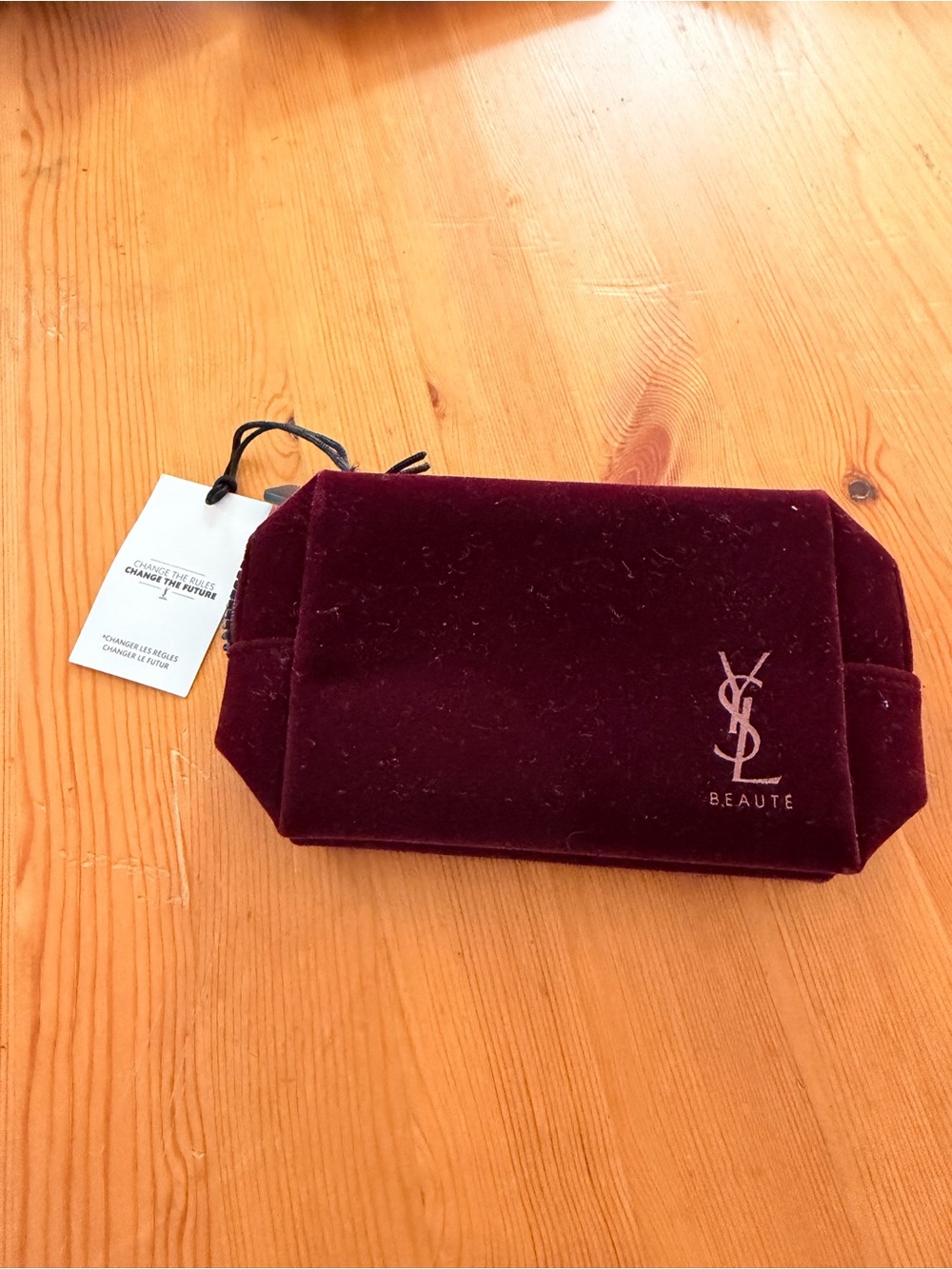 Yves Saint Laurent Burgundy Velvet Makeup Pouch